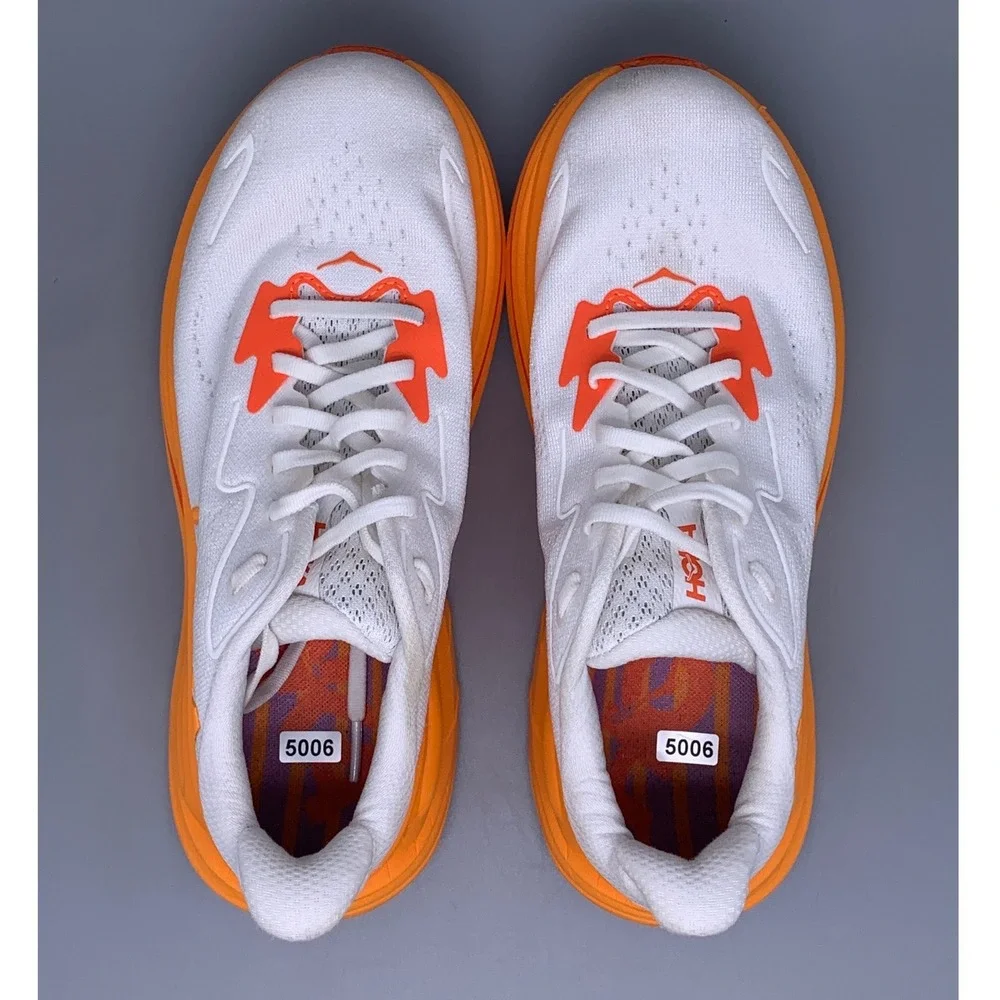 Hoka One Clifton 10 White Orange Running Shoes Women's Sz 8.5B - Picture 4 of 10